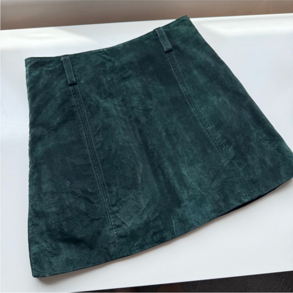 Zara Emerald Green Leather Mini Skirt XS